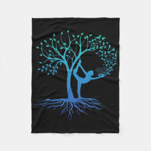 Yoga Woman With Tree Of Life Beautiful Yoga Fleece Blanket