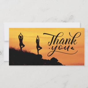 Yoga women are on the cliff thank you card