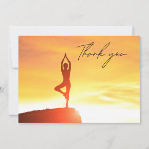 Yoga Women on Sunset Background   Thank You Card