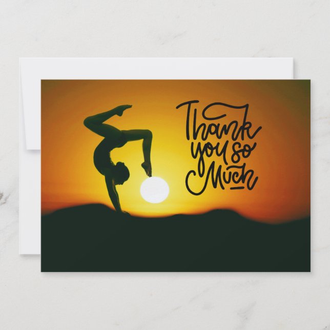 Yoga Women on Sunset Background   Thank You Card (Front)