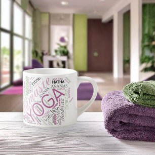 Yoga Word Cloud Plum/Green ID254 Espresso Cup
