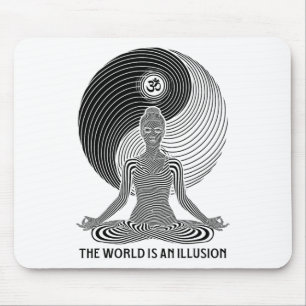 Yoga World Illusion Yin Yang Zen Girl Meditation F Mouse Mat