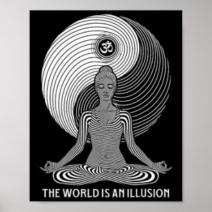 Yoga World Illusion Yin Yang Zen Girl Meditation F Poster