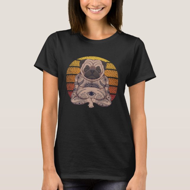 Yoga  Yoga Pug Mandala Meditation Yogi Dog T-Shirt (Front)
