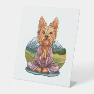 Yoga Yorkie � Funny Meditating Dog Pedestal Sign