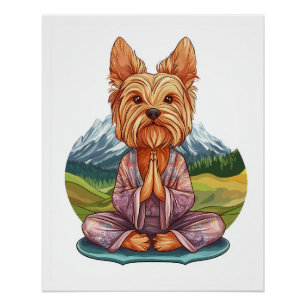 Yoga Yorkie � Funny Meditating Dog Poster