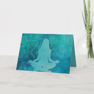 Yoga & Zen Meditation Blue Silhouette Card