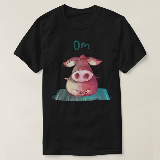 Yoga Zen Meditation Pig Art Design  T-Shirt (Design Front)