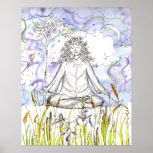 Yoga Zen Meditation Wild Iris Flowers Poster