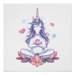 Yoga Zen Unicorn (1) Poster