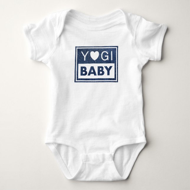 Yogi baby bodysuit with jeans pattern (Front)