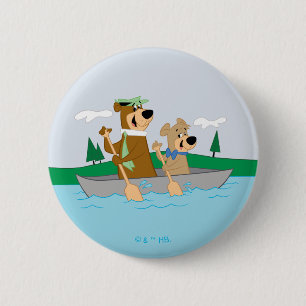 Yogi Bear and Boo Boo Fun Canoe Adventure 6 Cm Round Badge