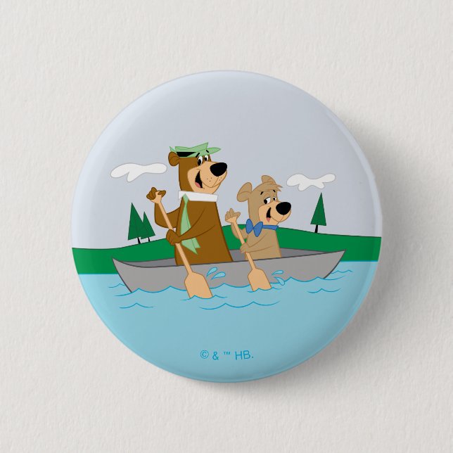 Yogi Bear and Boo Boo Fun Canoe Adventure 6 Cm Round Badge (Front)