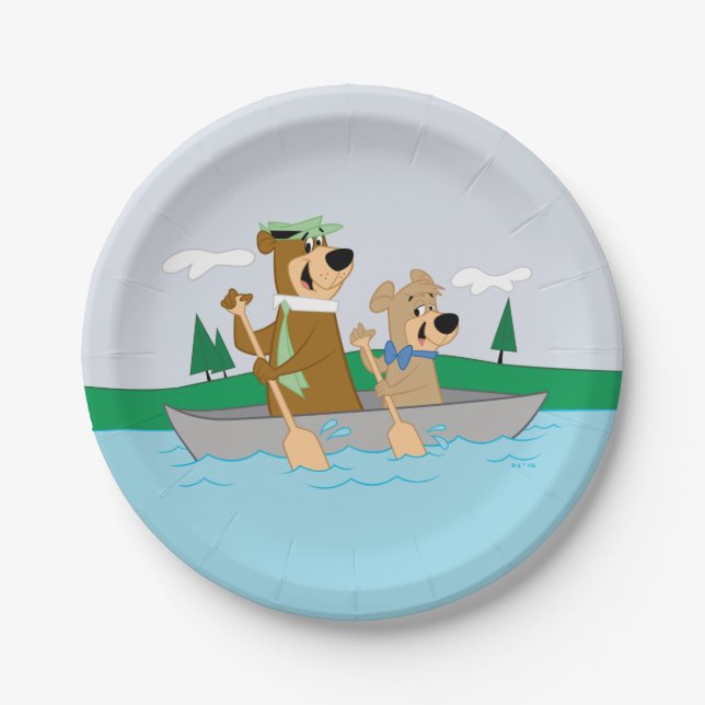 Yogi Bear and Boo Boo Fun Canoe Adventure Paper Plate (Front)