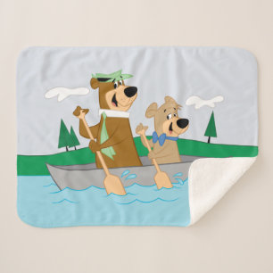 Yogi Bear and Boo Boo Fun Canoe Adventure Sherpa Blanket