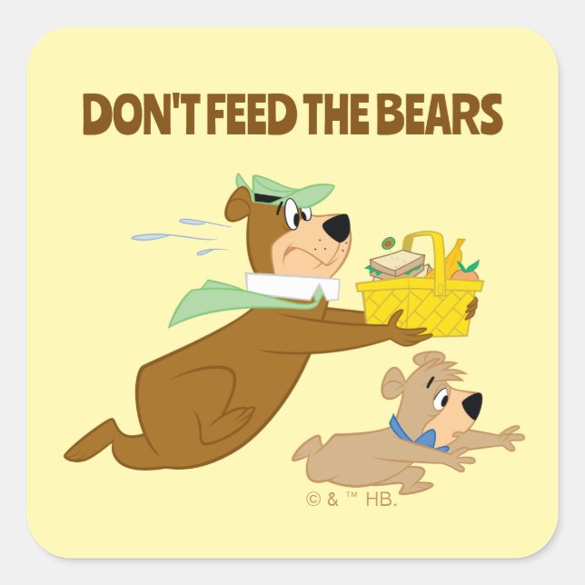 Yogi Bear and Boo-Boo Picnic Panic Square Sticker (Front)