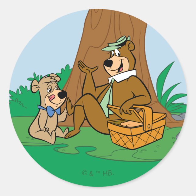 Yogi Bear and Boo-Boo Picnic Snack Classic Round Sticker (Front)