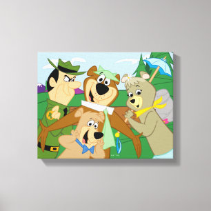 Yogi Bear and Friends Framed Forest Picture Canvas Print