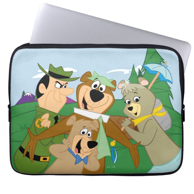 Yogi Bear and Friends Framed Forest Picture Laptop Sleeve (Front)