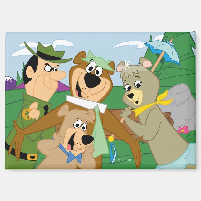 Yogi Bear and Friends Framed Forest Picture Magnet (Front)