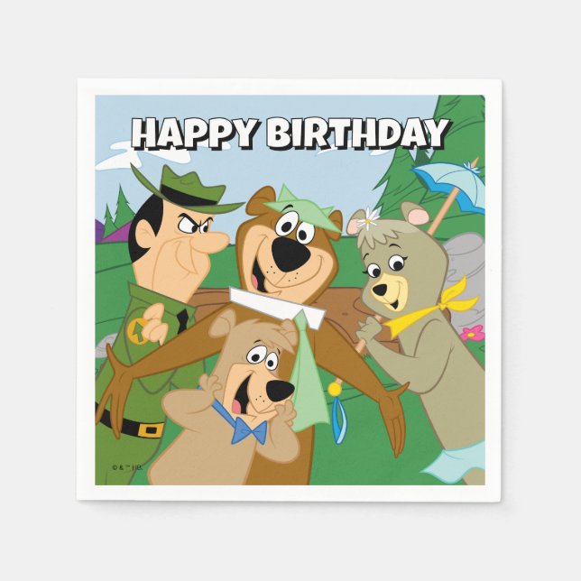 Yogi Bear and Friends Framed Forest Picture Napkin (Front)