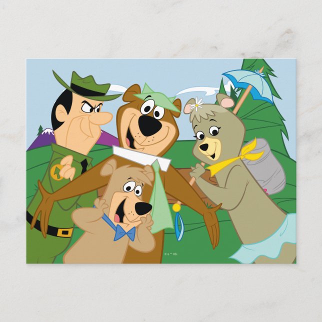 Yogi Bear and Friends Framed Forest Picture Postcard (Front)