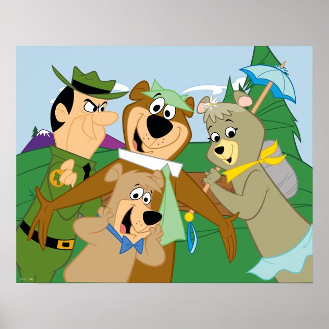 Yogi Bear and Friends Framed Forest Picture Poster (Front)