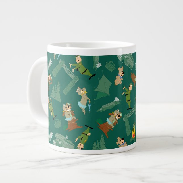 Yogi Bear and Friends Jellystone Park Camp Pattern Large Coffee Mug (Front Left)