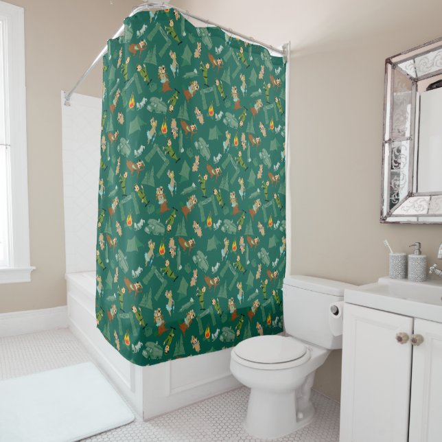 Yogi Bear and Friends Jellystone Park Camp Pattern Shower Curtain (In Situ)