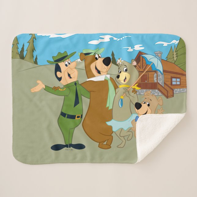 Yogi Bear and Friends Warm Welcome Sherpa Blanket (Front (Horizontal))