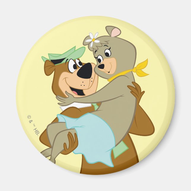 Yogi Bear Carrying Cindy Bear Magnet (Front)
