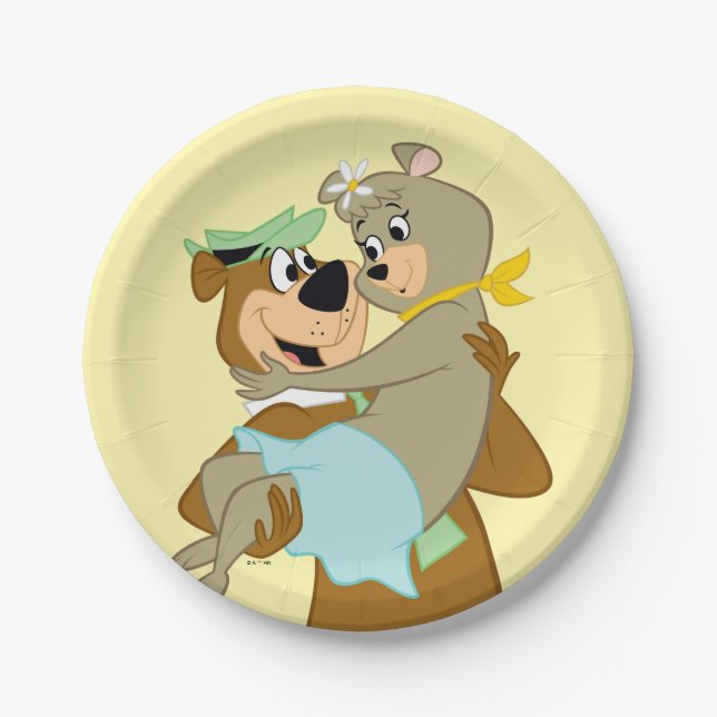 Yogi Bear Carrying Cindy Bear Paper Plate (Front)