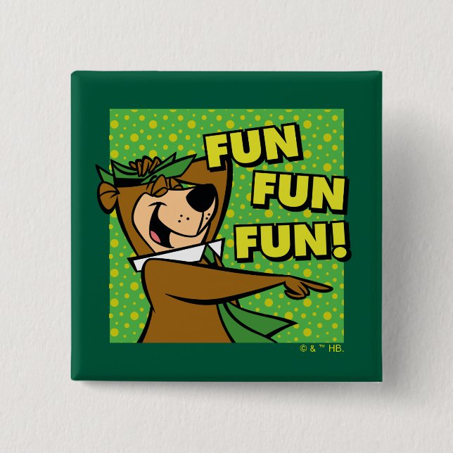 Yogi Bear Fun Fun Fun 15 Cm Square Badge (Front)