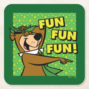 Yogi Bear Fun Fun Fun Square Paper Coaster