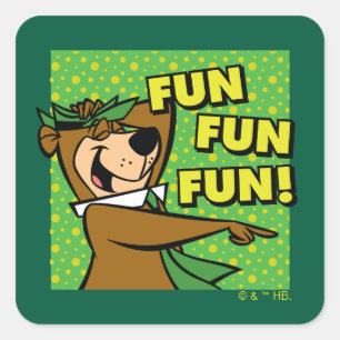 Yogi Bear Fun Fun Fun Square Sticker