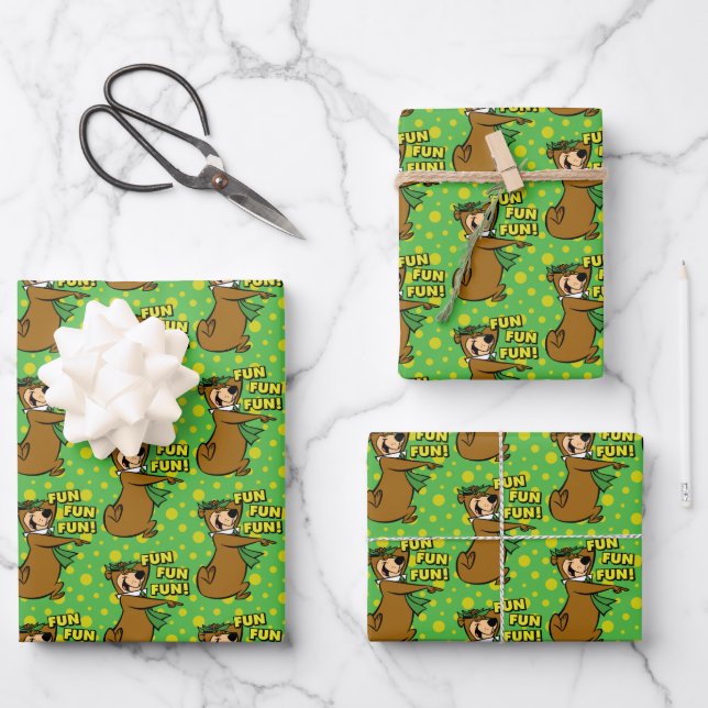 Yogi Bear Fun Fun Fun Wrapping Paper Sheet (Front)