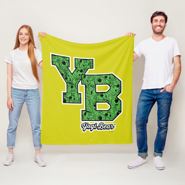 Yogi Bear Patterned Varsity Letters Fleece Blanket (In Situ)