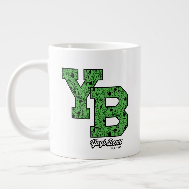 Yogi Bear Patterned Varsity Letters Large Coffee Mug (Left)