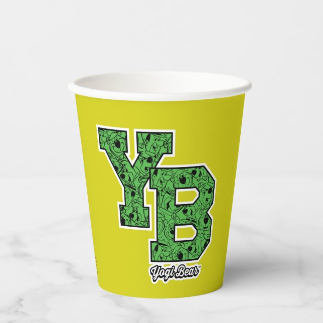 Yogi Bear Patterned Varsity Letters Paper Cups (Front)