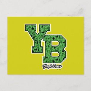 Yogi Bear Patterned Varsity Letters Postcard