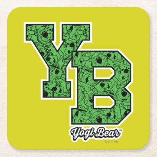 Yogi Bear Patterned Varsity Letters Square Paper Coaster