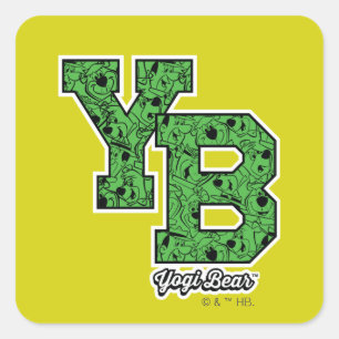 Yogi Bear Patterned Varsity Letters Square Sticker