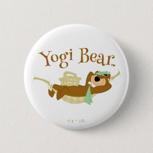 Yogi Bear Picnic Hammock Nap Time 6 Cm Round Badge