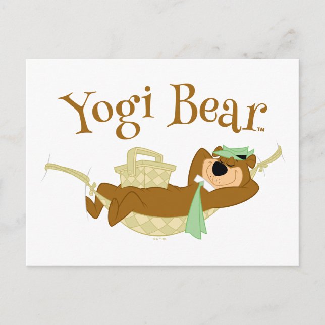 Yogi Bear Picnic Hammock Nap Time Postcard (Front)