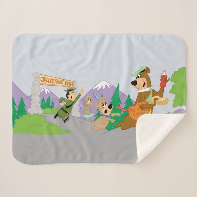 Yogi Bear's Great Picnic Basket Escape Sherpa Blanket (Front (Horizontal))