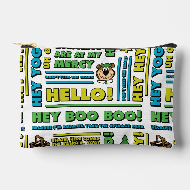Yogi Bear's Picnic Quotes & Fun Phrases Pattern Accessory Pouch (Front)
