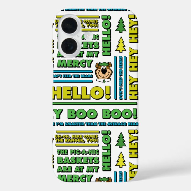 Yogi Bear's Picnic Quotes & Fun Phrases Pattern Case-Mate iPhone Case (Back)