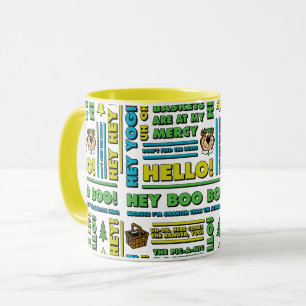 Yogi Bear's Picnic Quotes & Fun Phrases Pattern Mug