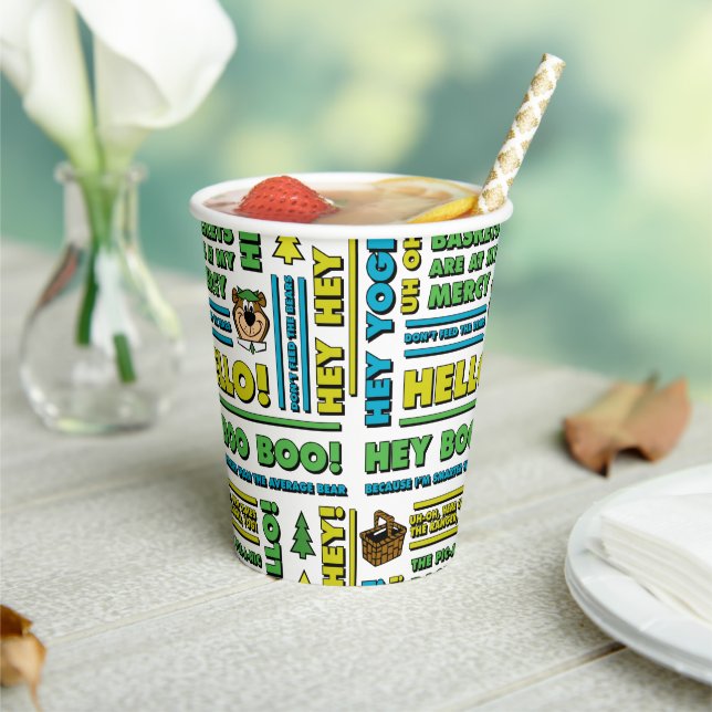 Yogi Bear's Picnic Quotes & Fun Phrases Pattern Paper Cups (Insitu)