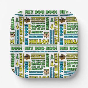 Yogi Bear's Picnic Quotes & Fun Phrases Pattern Paper Plate